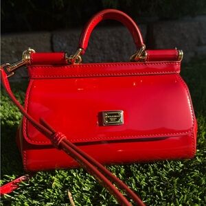 Dolce Gabbana Sicily Mini Patent Leather Crossbody Bag In Red